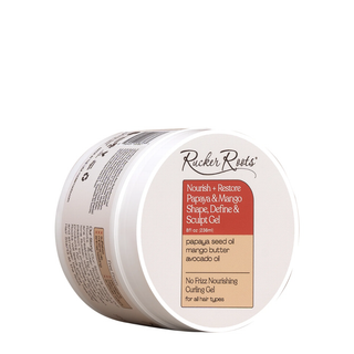 Rucker Roots Papaya & Mango Curl Defining Gel, vegan anti-frizz styling gel