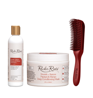 Rucker Roots Papaya & Mango Stars of Wash Day set featuring the deep conditioning mask